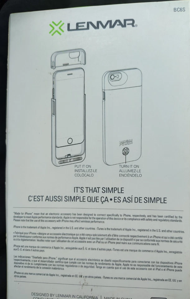 iPhone 6 Battery Power Case 3000 mAh Maven Lenmar 110% More Power Silver NEW - Изображение 4 из 4