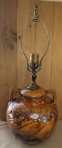 Red Wing Minnesota Pottery Table Lamp Scarlet & Bay 1930's - 40's