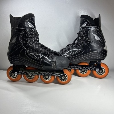 Mission R Black Inline Street Hockey Roller Skates Size 8 Shooter Wheels