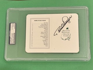 Bernhard Langer Signed Masters Scorecard 2x WINNER PSA SLAB RARE