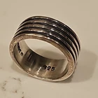 Vintage Sterling Solid 925  Silver Wide Band Ring 7.25size 8mm 7.8grams