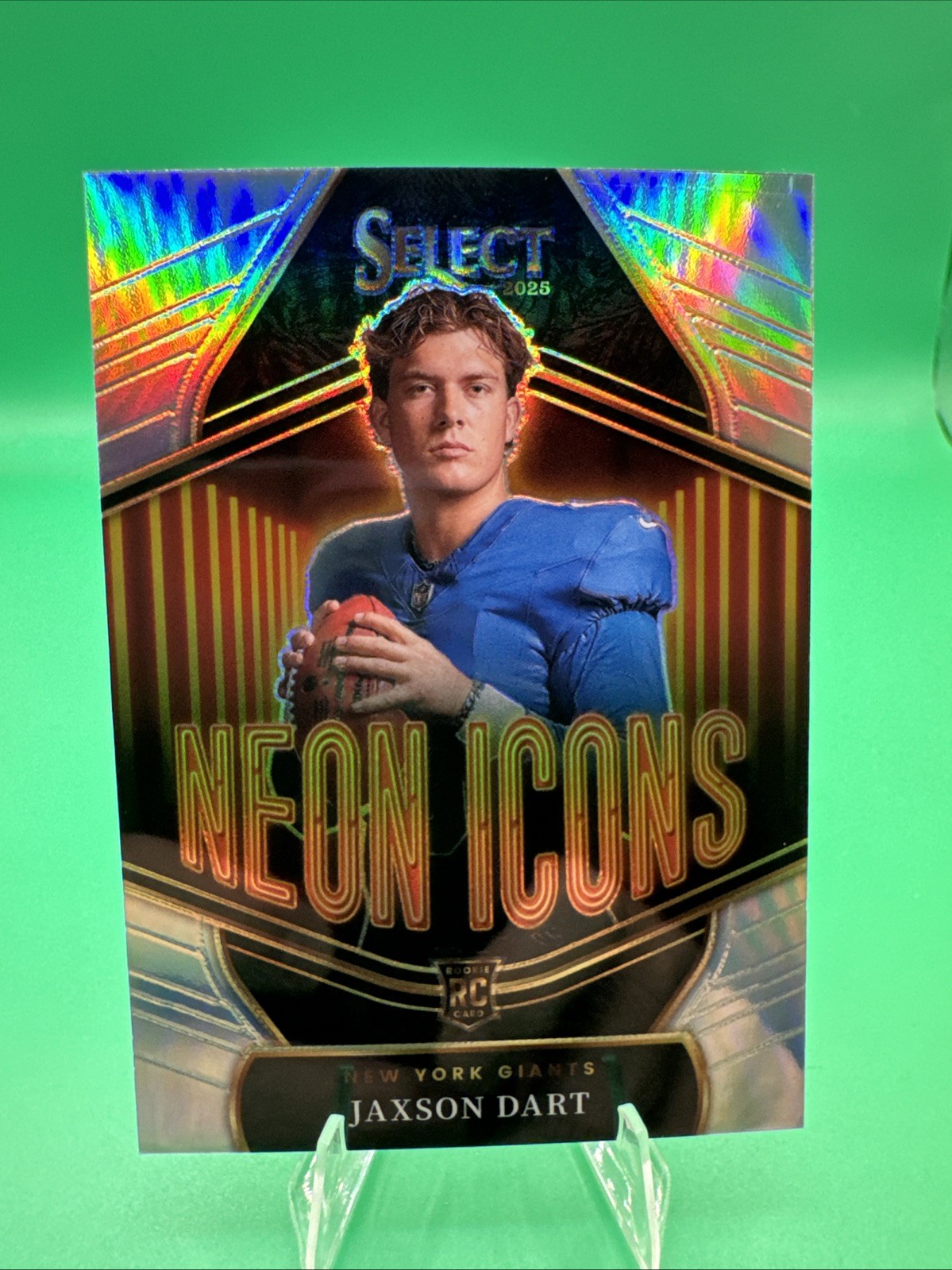 2025 Panini Select Football Jaxson Dart Neon Icons Silver Prizm Rookie #18