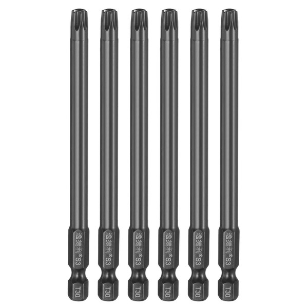 "6Er Set T30 Magnetische Torx-Schraubendreherbits 1/4\" Sechskant 100Mm FüR"-image