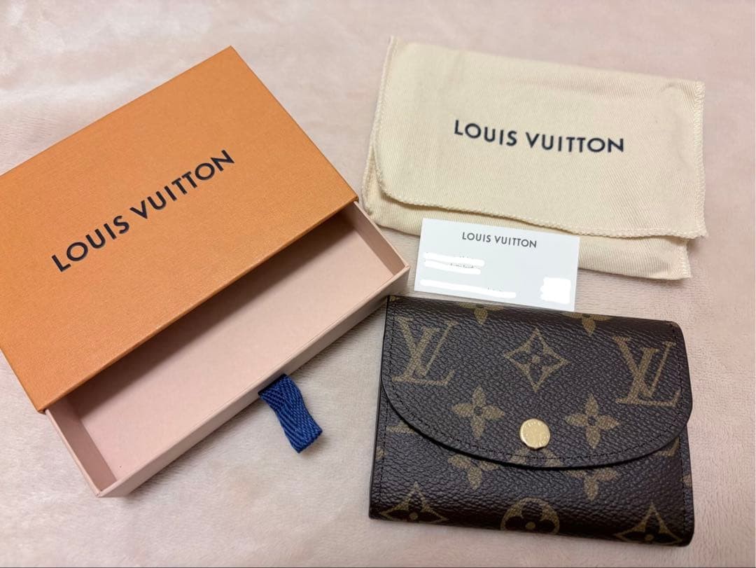 Louis Vuitton Portemonet Rosari Wallet Leather Dark Brown Gold Fuchsia