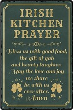 Irish Kitchen Prayer Tin Metal Signs Home D cor St Patricks Day Green Shamrock P