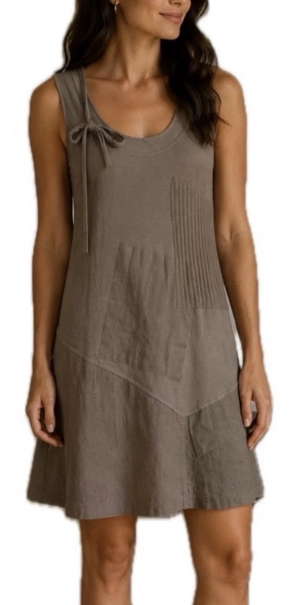 ebay linen dresses size 18 LANE BRYANT OLIVE LINEN SLOUCH POCKETS SLEEVLESS DRESS SIZE 18