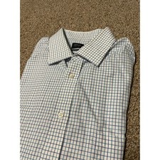 ARROW Classic Fit Wrinkle Free Dress Shirt XL Blue Plaid Long Sleeve Button Up