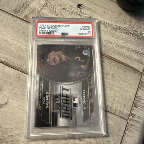 PAUL SKENES 2023 Bowman Draft Chrome DRAFT NIGHT PSA 10 GEM Mint! #BDN-7 Pirates