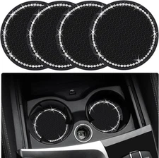 4PCS 2.75 Inch Bling Auto Car Cup Holder Insert Coasters 4pack, Black 