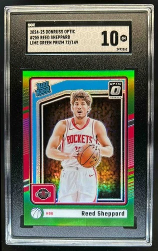 2024-25 Donruss Optic Reed Sheppard Rated Rookie Lime Green RC #72/149 SGC 10