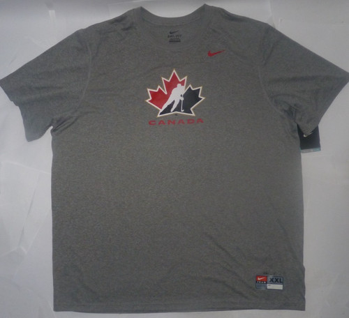 NEW NIKE Team Canada Ice Hockey Vintage T Shirt Men 2XL XXL Gray Dri Fit NWT