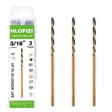HLOFIZI 3/16 x 8 Inch Extra Long Drill Bits (3 Pack), in, Black, Gold 