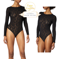 Structured Lace String Body By Wolford Xs Black Schwarz Transparent Spitze