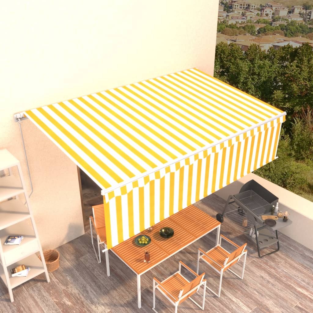 Tenda Sole Retrattile Manuale con Parasole 5x3m Gialla Bianca 2405432