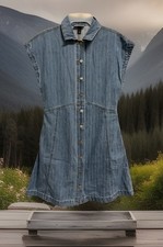 Universal Thread Women's Dress Large Denim Button Up Sleeveless Size XS