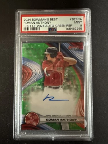2024 Bowman’s Best Roman Anthony 99/99 #B24RA Green Auto PSA 9