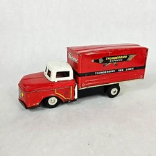 VINTAGE 1950s-1960s CRAGSTAN TIN FRICTION TOY THUNDERBIRD VAN LINES TRUCK