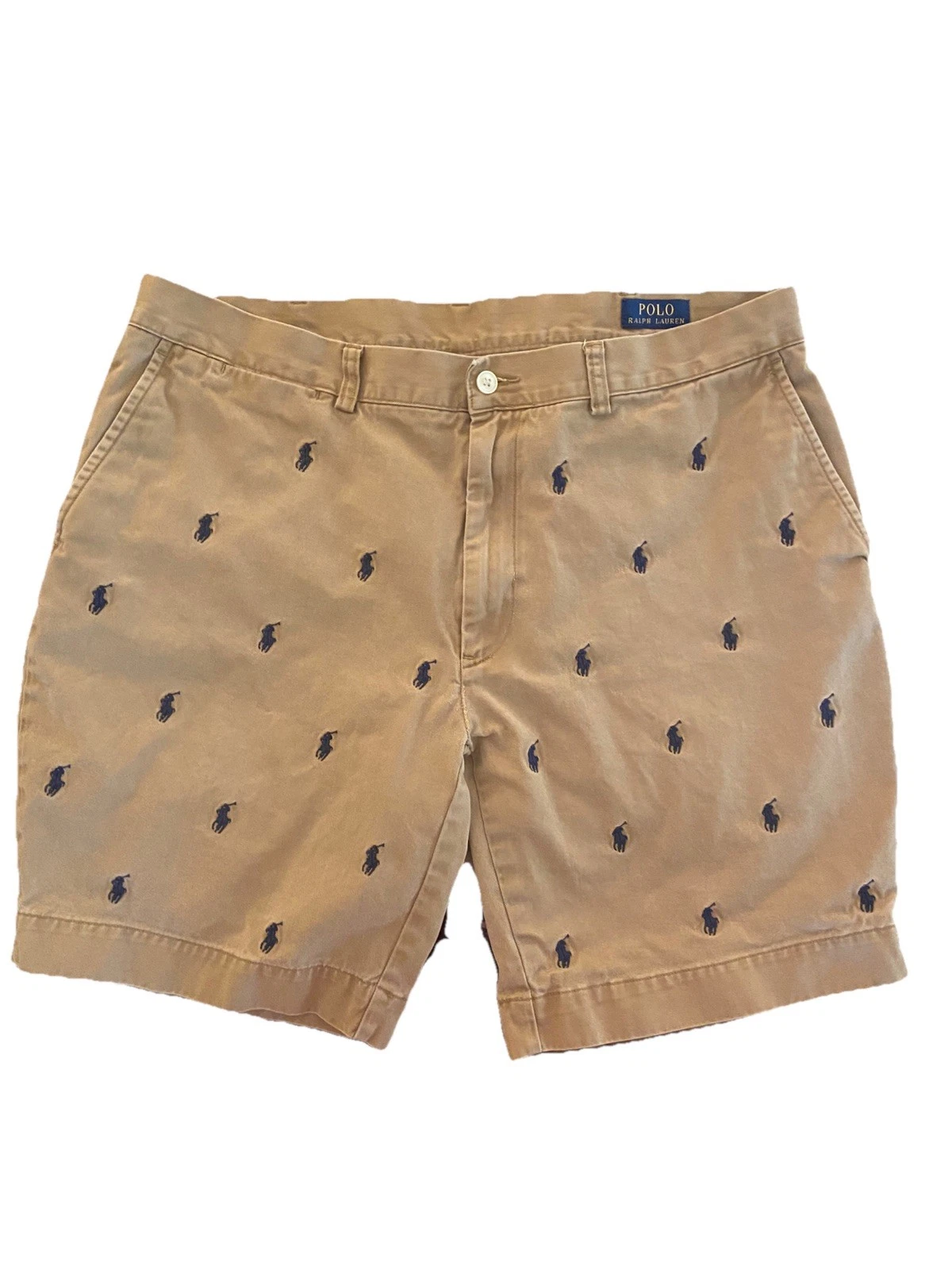 Polo Ralph Lauren 38 Pony Chino Shorts 9” Classic Fit Khaki Tan Embroidered