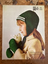 Girls Knitting Patterns DK Hat & Mittens Size 2-12 Years Bellmans 1032