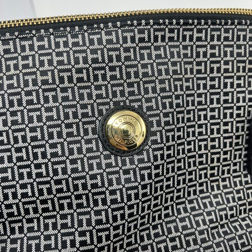 Tommy Hilfiger Large Purse Tote Shoulder Bag Black White TH Logo & Medallion - Picture 7 of 13