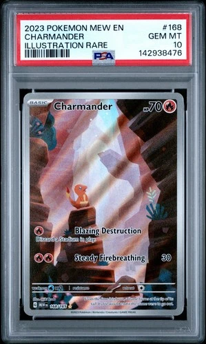 2023 POKEMON MEW EN-151 ILLUSTRATION RARE #168 CHARMANDER PSA 10