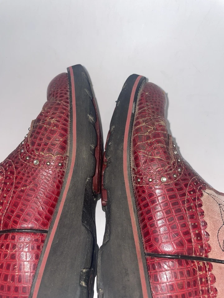 Ariat Fat Baby Boots Womens 8.5 B Red Alligator Print Cowgirl Western 14709 Y2K - Image 2 of 4