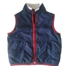Janie and Jack Blue and Red Nylon Sherpa Vest Size 2Y