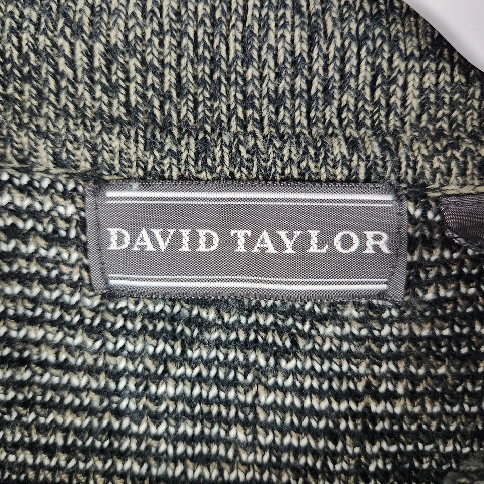 Suéter De Colección David Taylor Para Hombres XLT Alto Negro Gris Tejido Azteca Pullover Años 90 Foto 3 de 4