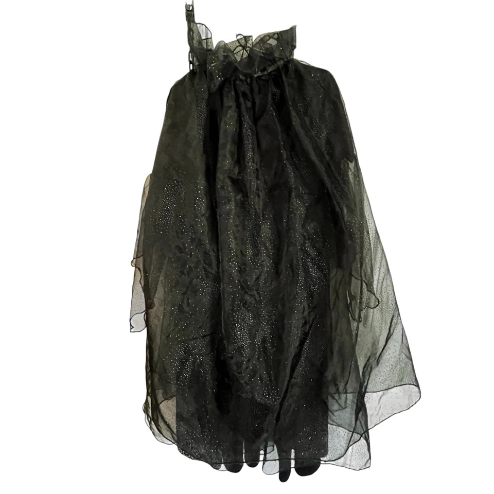 Disfraz juvenil Pottery Barn estampado de tela de araña capa transparente con volantes cuello elástico LEER Foto 3 de 4