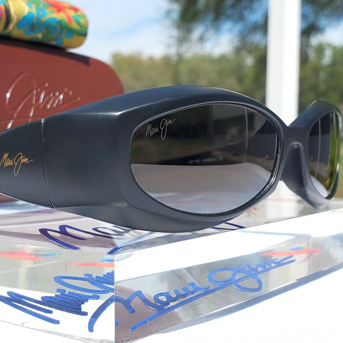 Maui Jim MJ-144-14 Vintage Oval Y2K Sunglasses Gunmetal Black Metal Frame Italy Maui Jim 144 Jaws main image 2