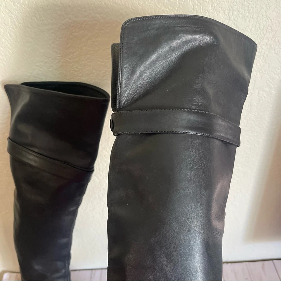 Botas de montar Diane Von Furstenberg sobre la rodilla de cuero negro para mujer talla 7,5 Foto 4 de 4