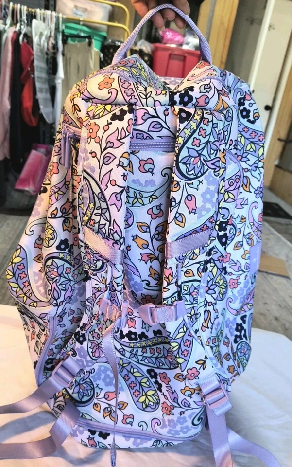 Vera Bradley XL Mochila Bolso Púrpura Cachemira Floral Nuevo sin Etiquetas Viaje Gimnasio Escuela Foto 3 de 4