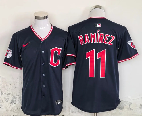 Cleveland Guardians Jose Ramirez #11 Navy Blue Jersey Stadium Men’s S-3XL NWT