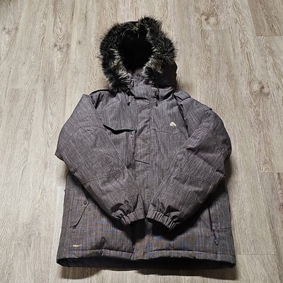 Nike ACG Hooded Waterproof Down 650 Ski Jacket Gray Plaid Men's L Snowboarding