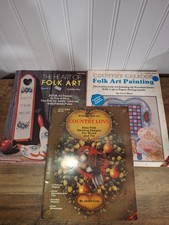 Lot of Three Vintage 80s Plaid Enterprises Folk Art How To Paint Books Country