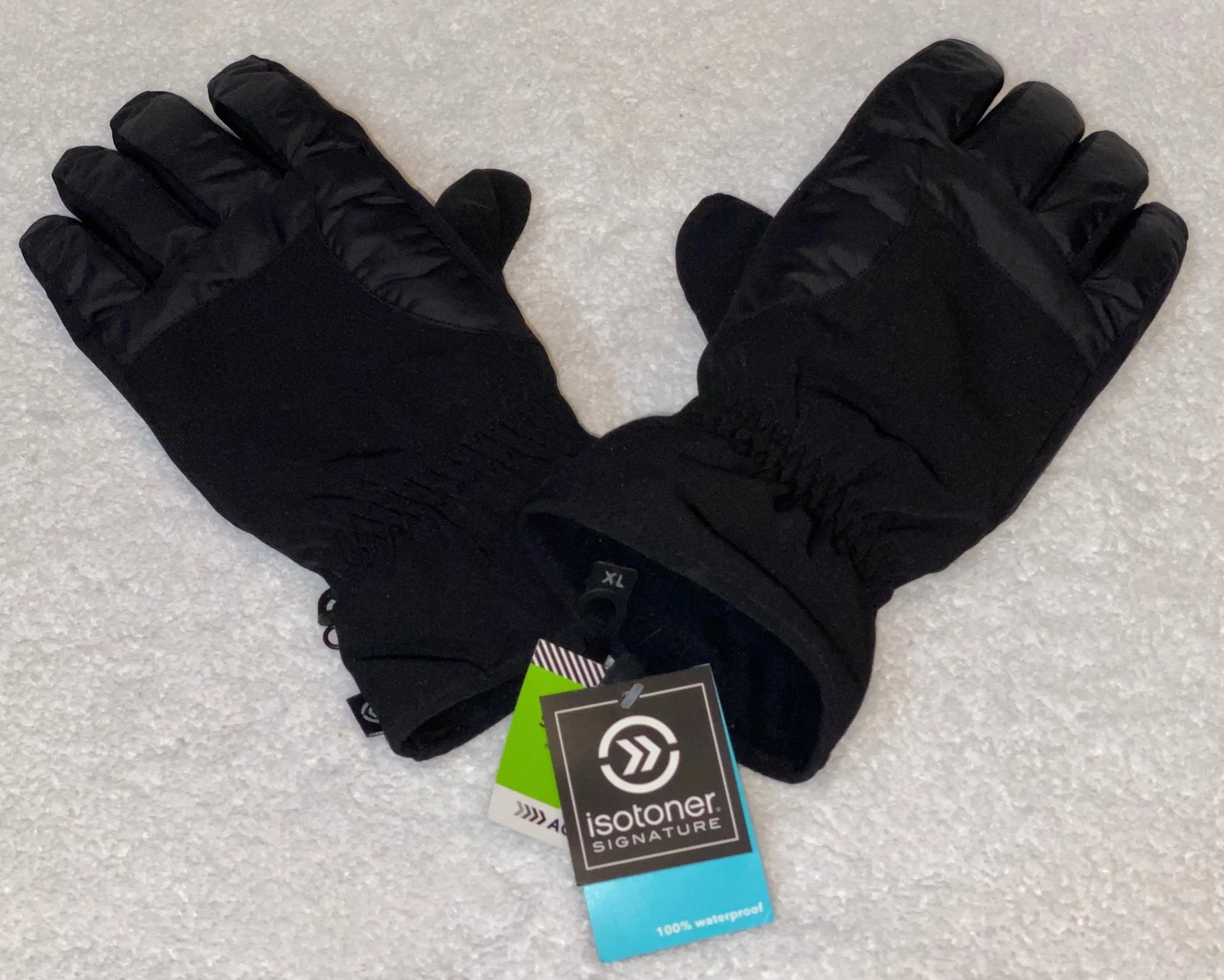 ISOTONER Signature Waterproof SmartDri Black Winter Gloves NEW Mens Sz XL