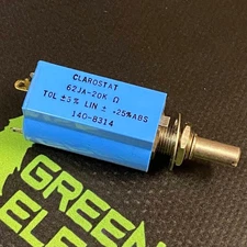 62JA-20K - CLAROSTAT - Wirewound POT 20K Ohm 5% 2W 10(Elec)/10(Mech)Turn 6.32mm