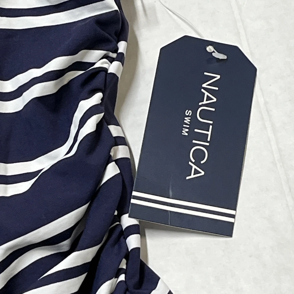 Traje de baño Nautica para mujer M azul blanco a rayas una pieza vela náutica Cape Cod Foto 3 de 4