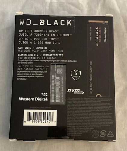 Western Digital WD Black SN850X 2TB GEN 4 SSD Game Drive Brand New WDBB960020BNC - Zdjęcie 2 z 9