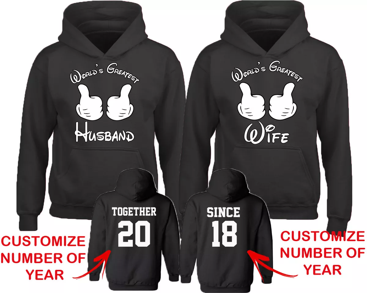 Couple Matching HOODIES World Greatest HUSBAND WIFE TOGETHER SINCE DATE  NUMBERS