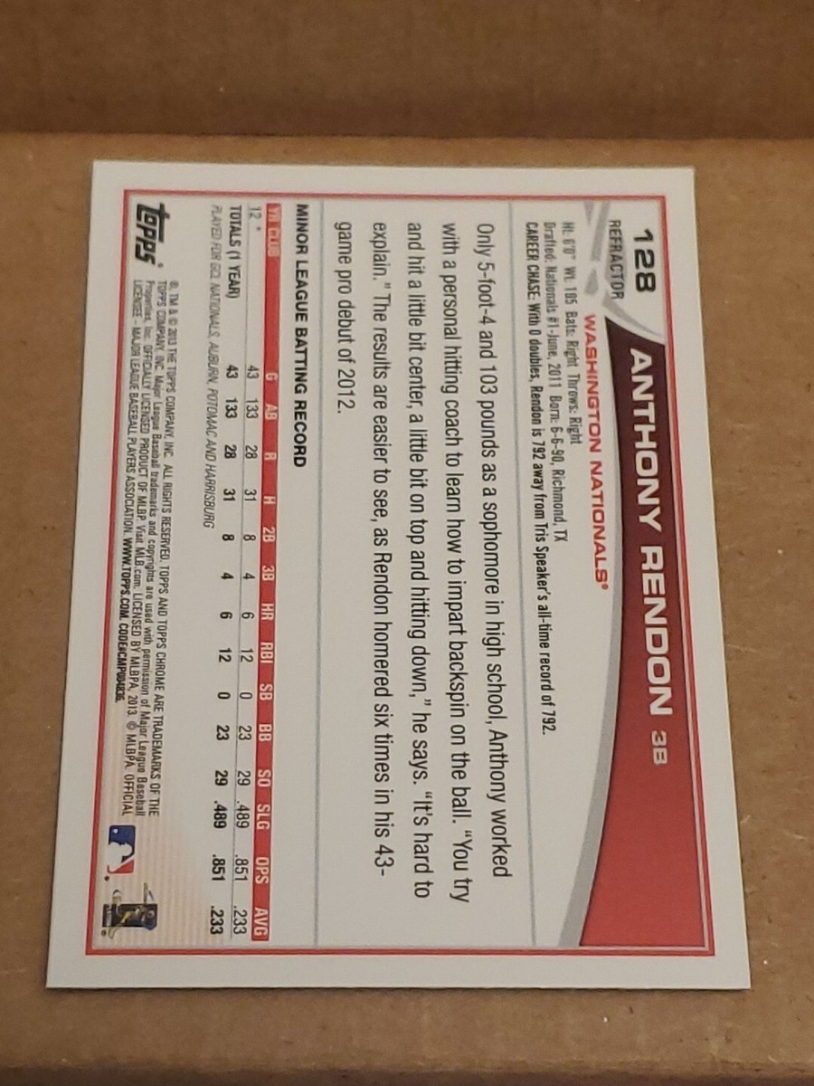 2013 Topps Chrome Refractor #128 Anthony Rendon RC Rookie