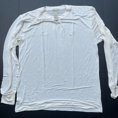 Eddie Bauer Mens 100% Silk Long Sleeve T Shirt L Top Technical Outdoor WHITE