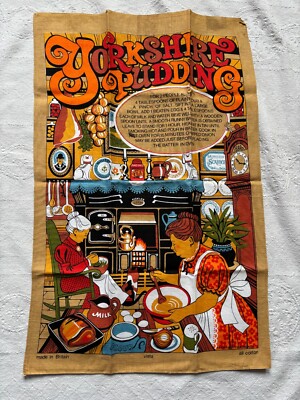 Vintage Yorkshire Pudding Souvenir Cotton Kitchen Towel Wall Hanging