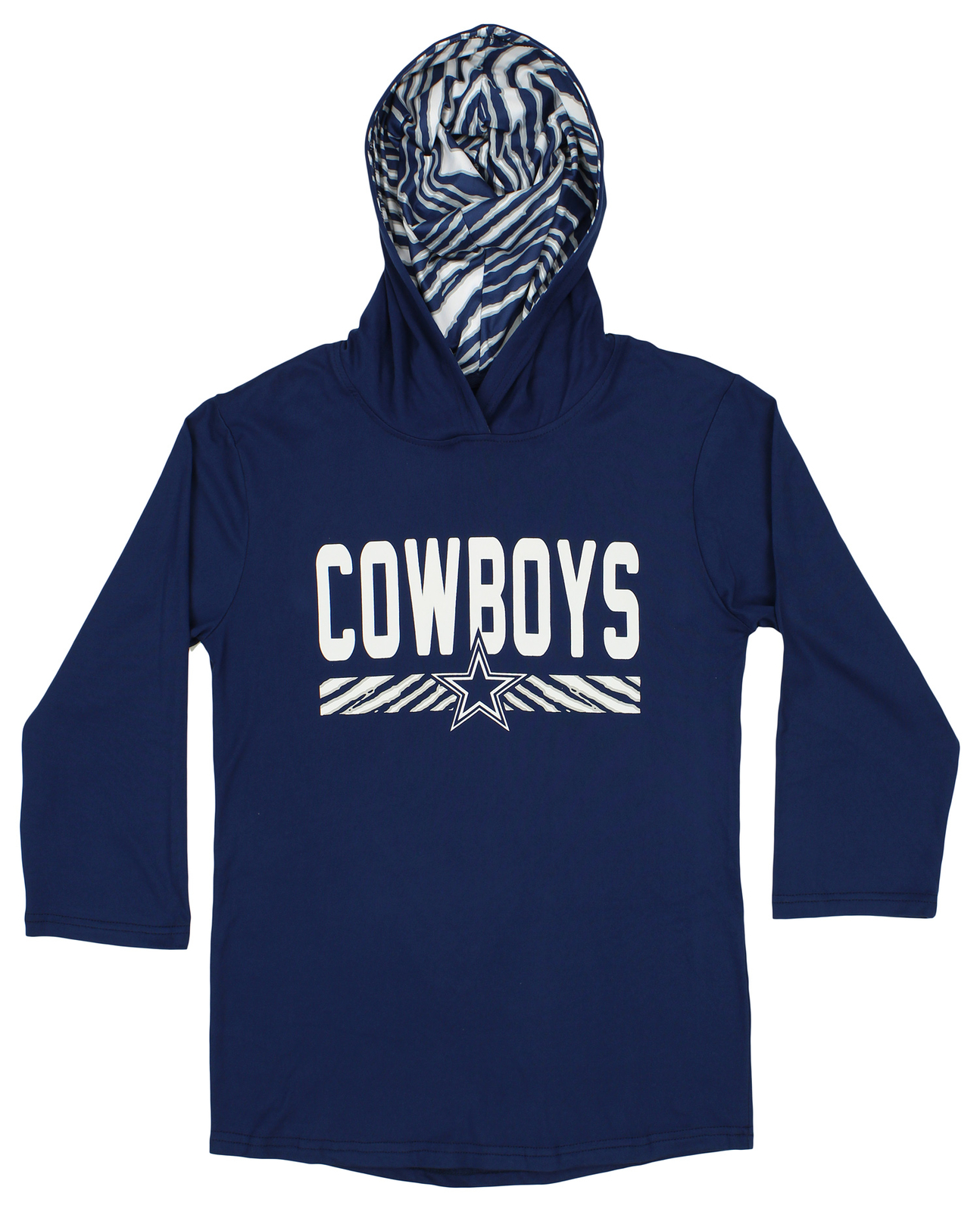 Женская толстовка с капюшоном Zubaz NFL Dallas Cowboys с рукавами 3/4 и классическим принтом Зебра
