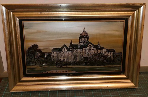 Quadro in vetro University Notre Dame Indiana incorniciato 14,5"x9,5" - Foto 4 di 8