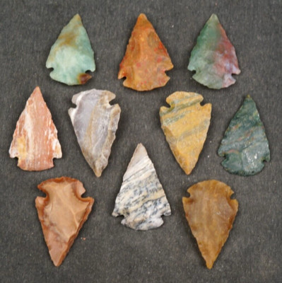 10 Colorful 1.3'' Flint Arrowhead Spearhead Point Knife Blade  B949