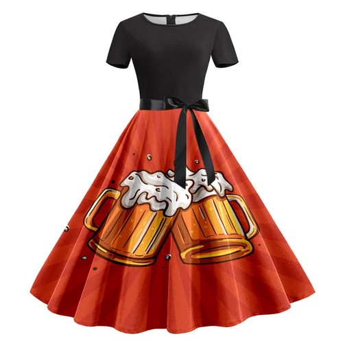 Damen Sommerkleid, lässig, Rundhalsausschnitt, kurzärmelig, abnehmbarer Gürtel, - Bild 4 von 33
