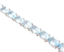 925 Sterling Silver Vintage Bracelet Minimalist Oval Cut Blue Topaz Band BT10876