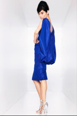 tom ford blue dress Tom Ford Cobalt Blue Draped Cape Effect Dress SZ 42 = Fits US S - M