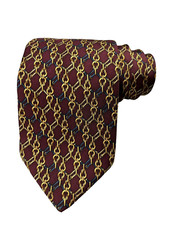Brooks Brothers Necktie Silk Chain Link Bit Tie USA Made Red Gold 3 3/8"X57"